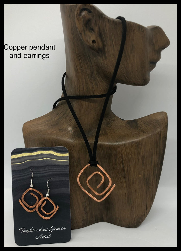 Copper Pendant & Earring Set