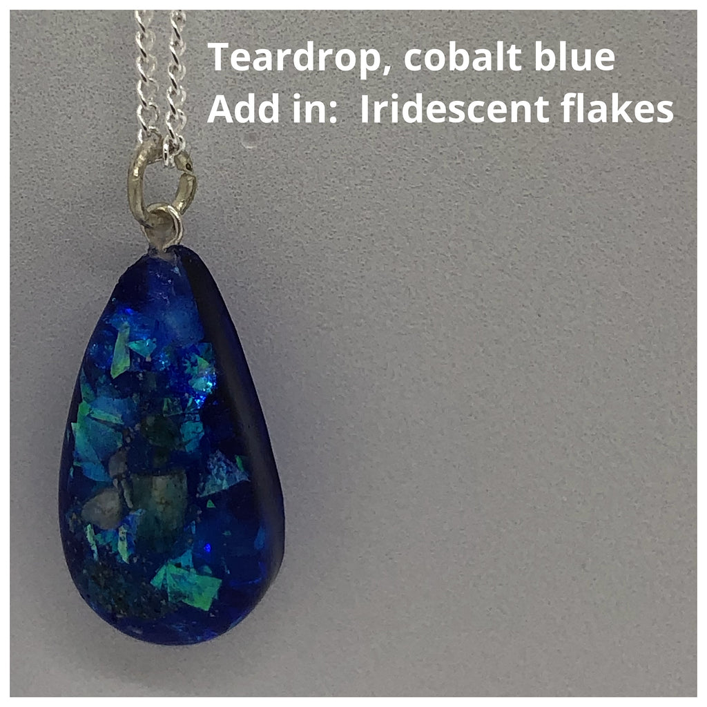 Resin Teardrop Pendant with Cremains