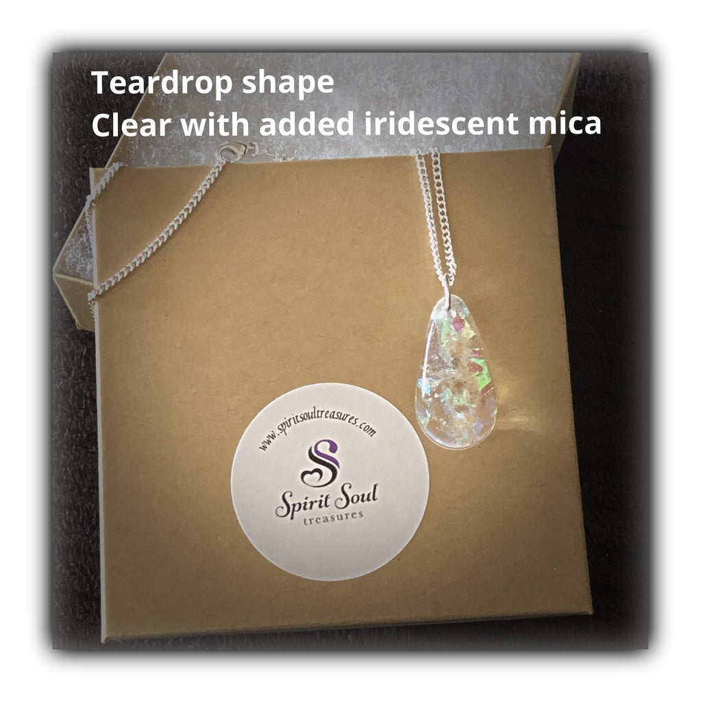 Resin Teardrop Pendant with Cremains - Pendant - spiritsoultreasures - spiritsoultreasures